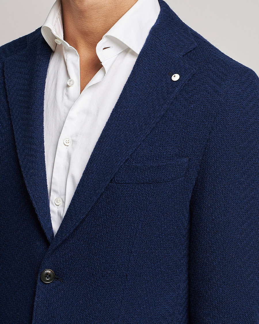Herren | Sakkos | L.B.M. 1911 | Punto Knitted Wool Structure Blazer Navy