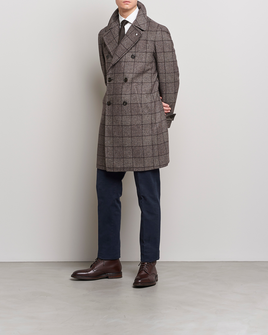 Herren | Jacken | L.B.M. 1911 | Double Breasted Checked Wool Coat Brown