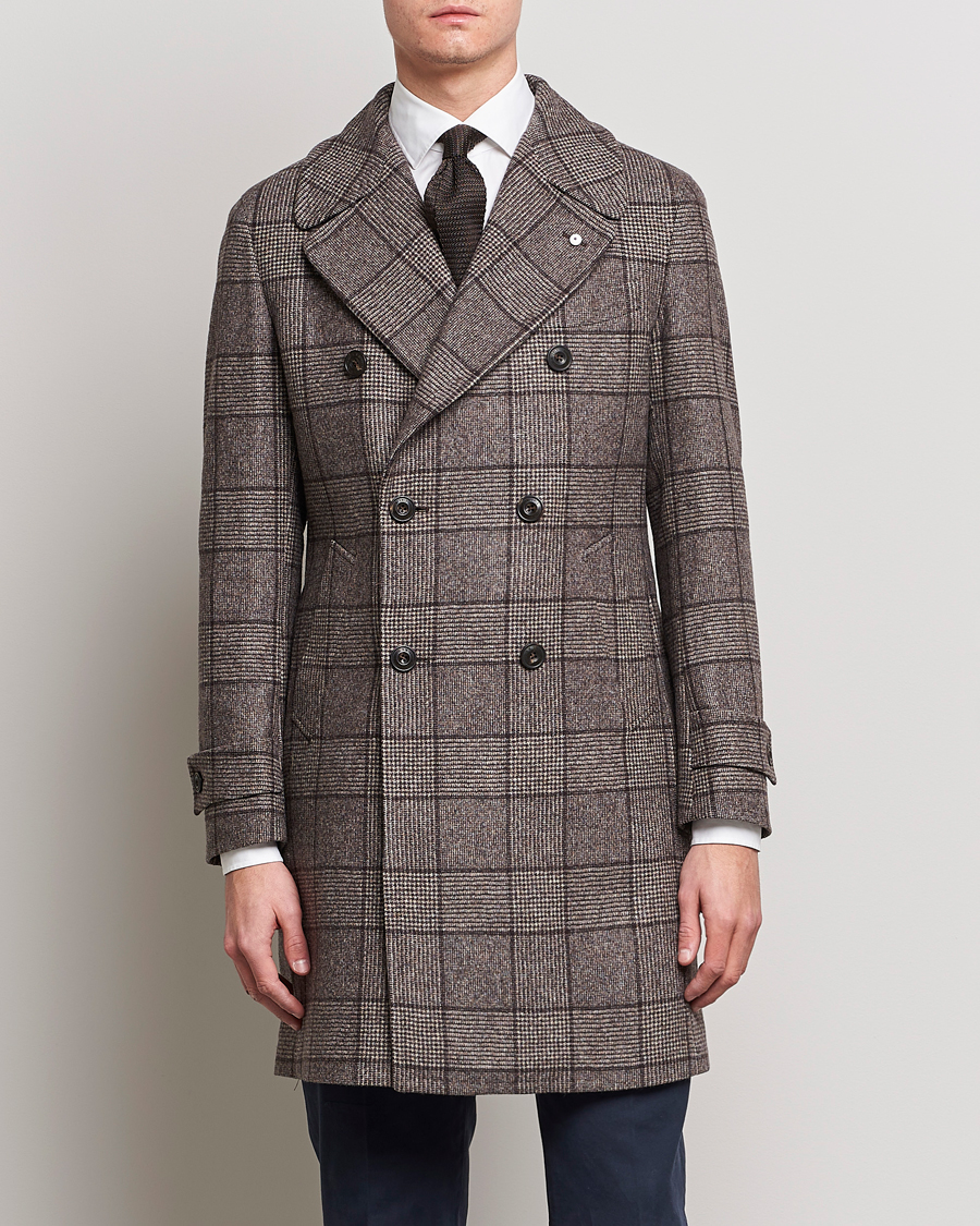 Herren | Jacken | L.B.M. 1911 | Double Breasted Checked Wool Coat Brown