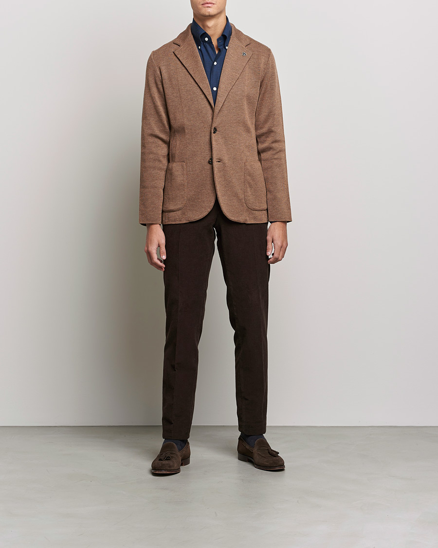 Herren | Sakkos | Lardini | Knitted Wool Blazer Light Brown