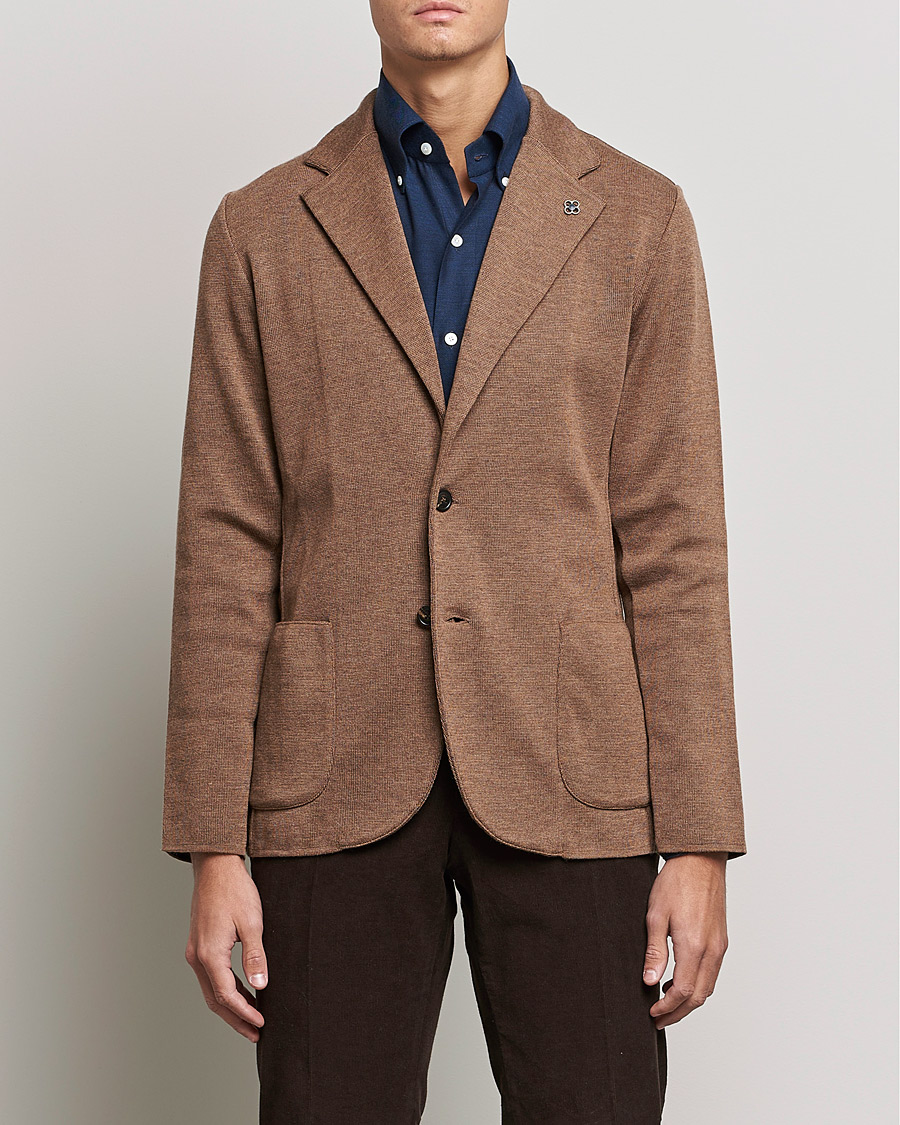 Herren | Sakkos | Lardini | Knitted Wool Blazer Light Brown