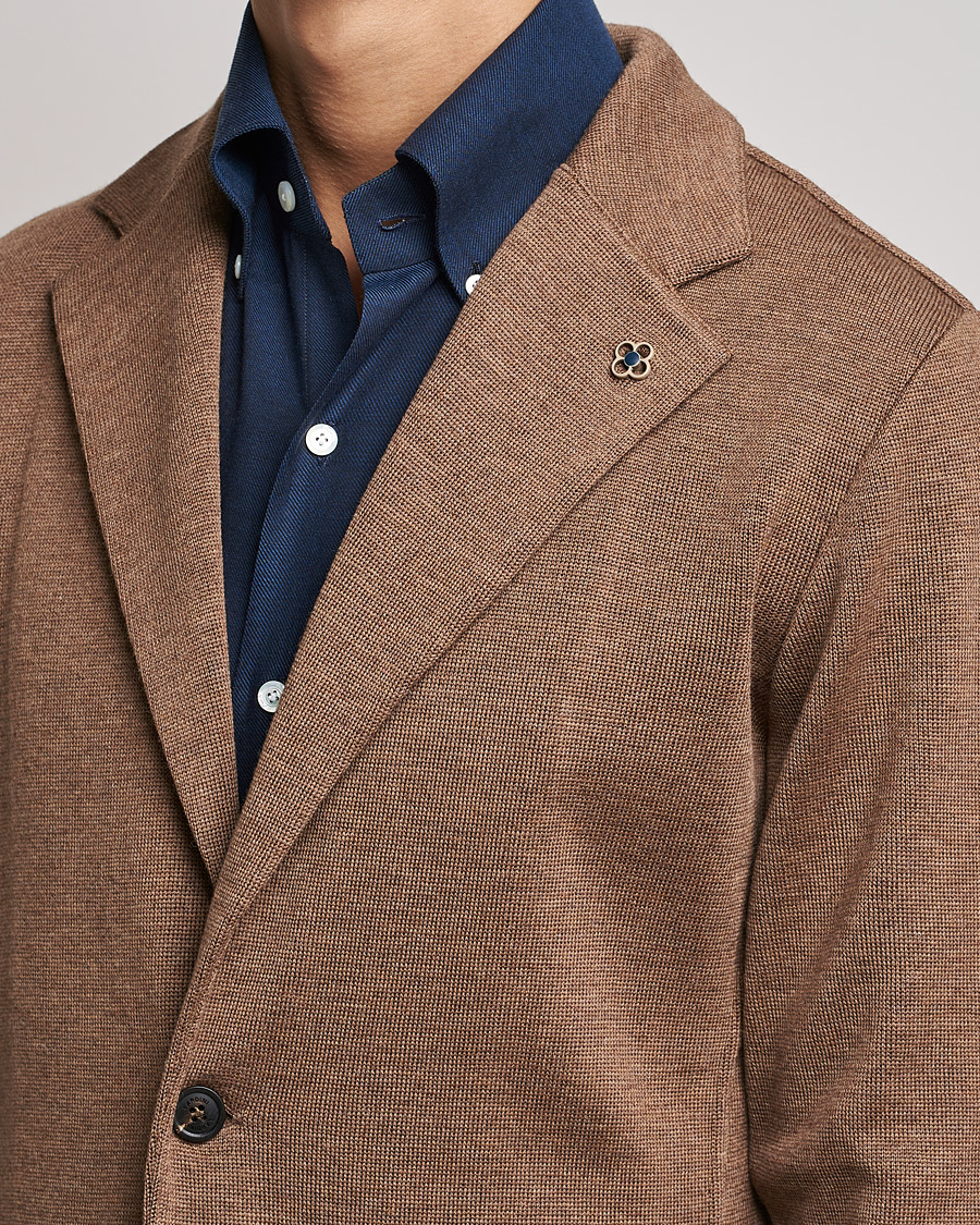 Herren | Sakkos | Lardini | Knitted Wool Blazer Light Brown