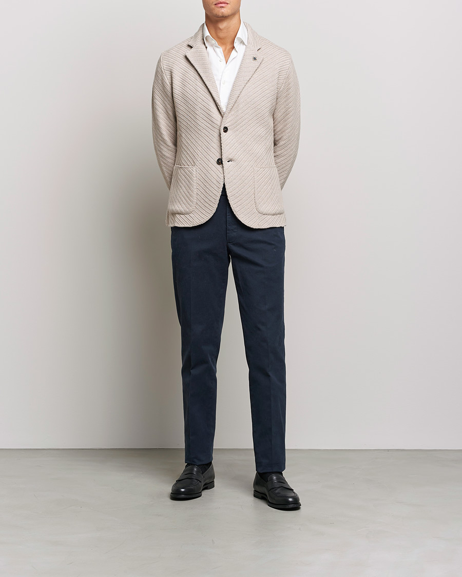 Herren | Sakkos | Lardini | Structured Knitted Wool Blazer Beige