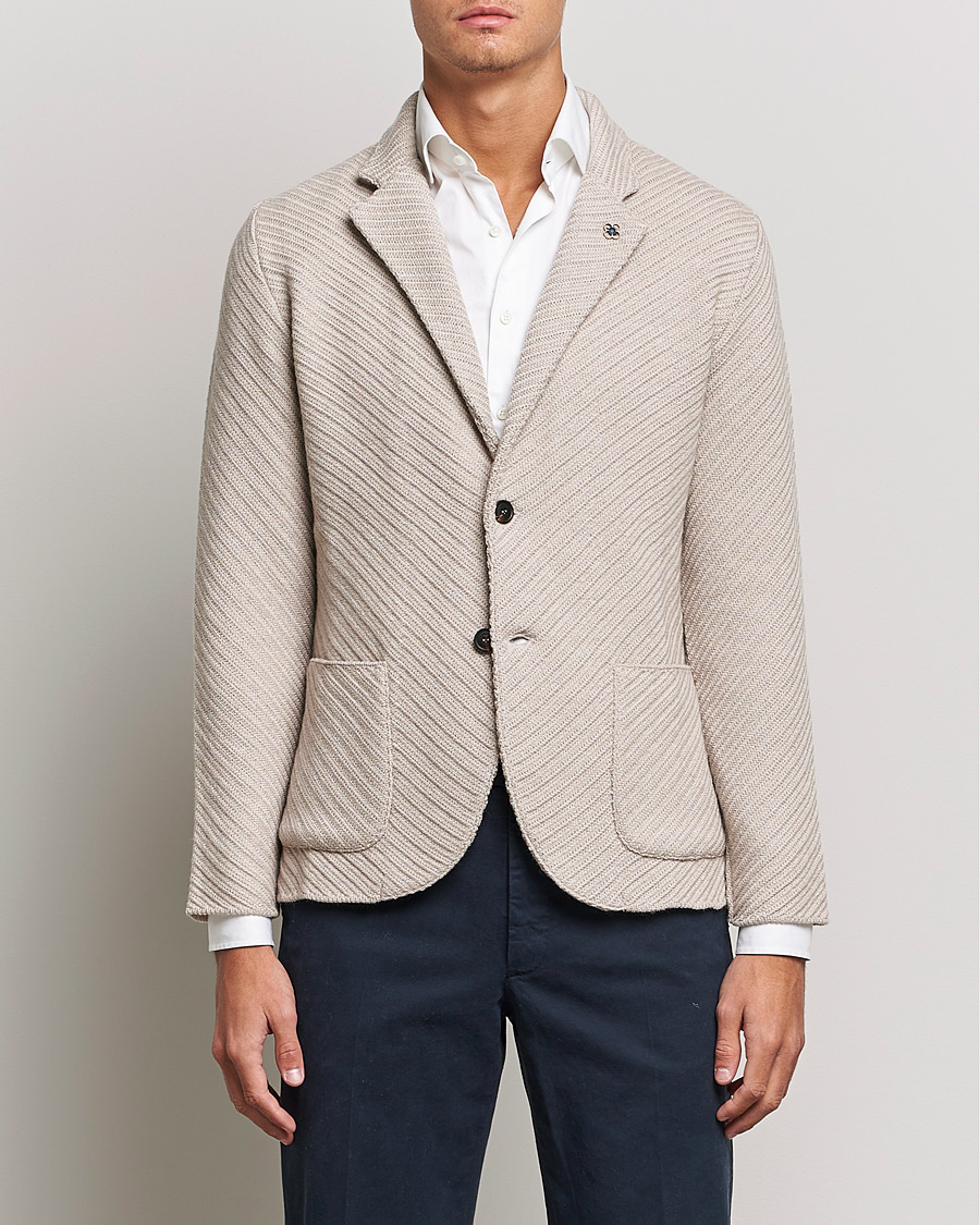 Herren | Sakkos | Lardini | Structured Knitted Wool Blazer Beige