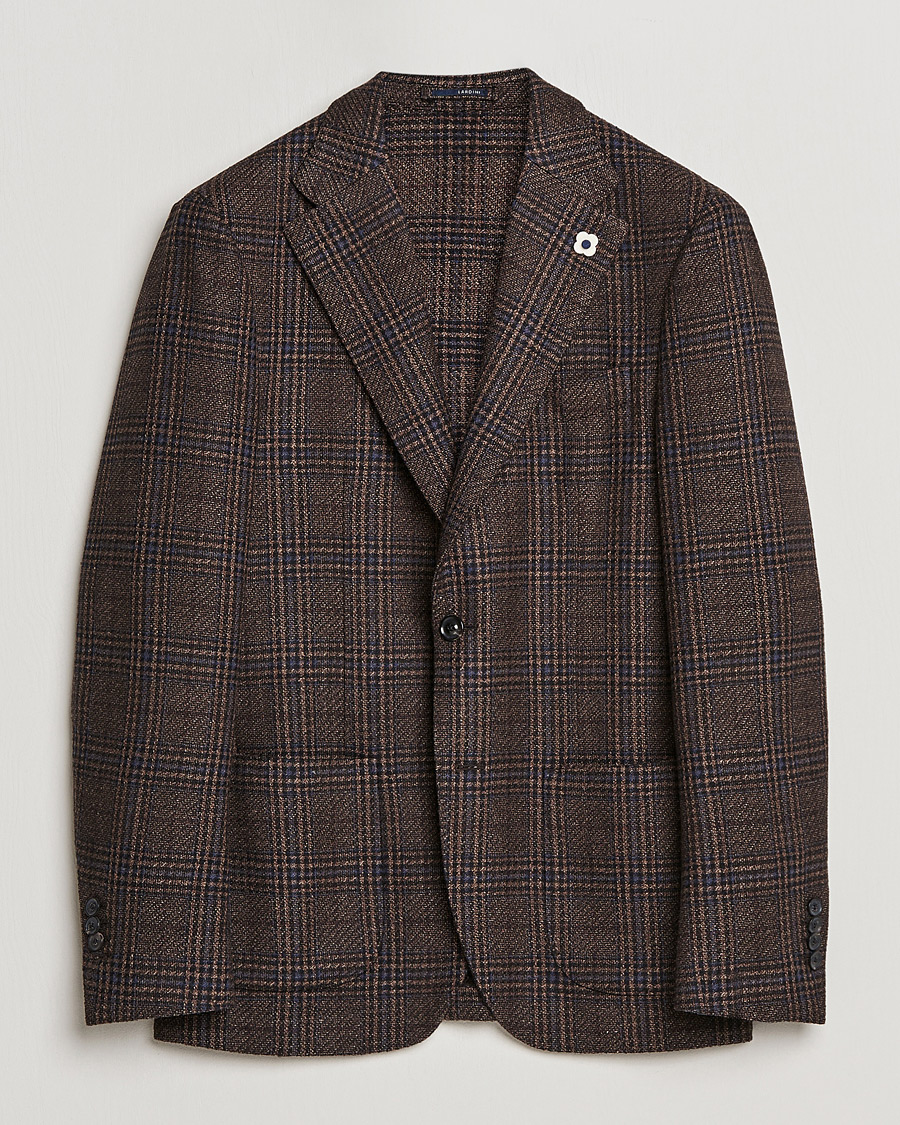 Herren | Sakkos | Lardini | Checked Patch Pocket Wool/Silk Blazer Brown