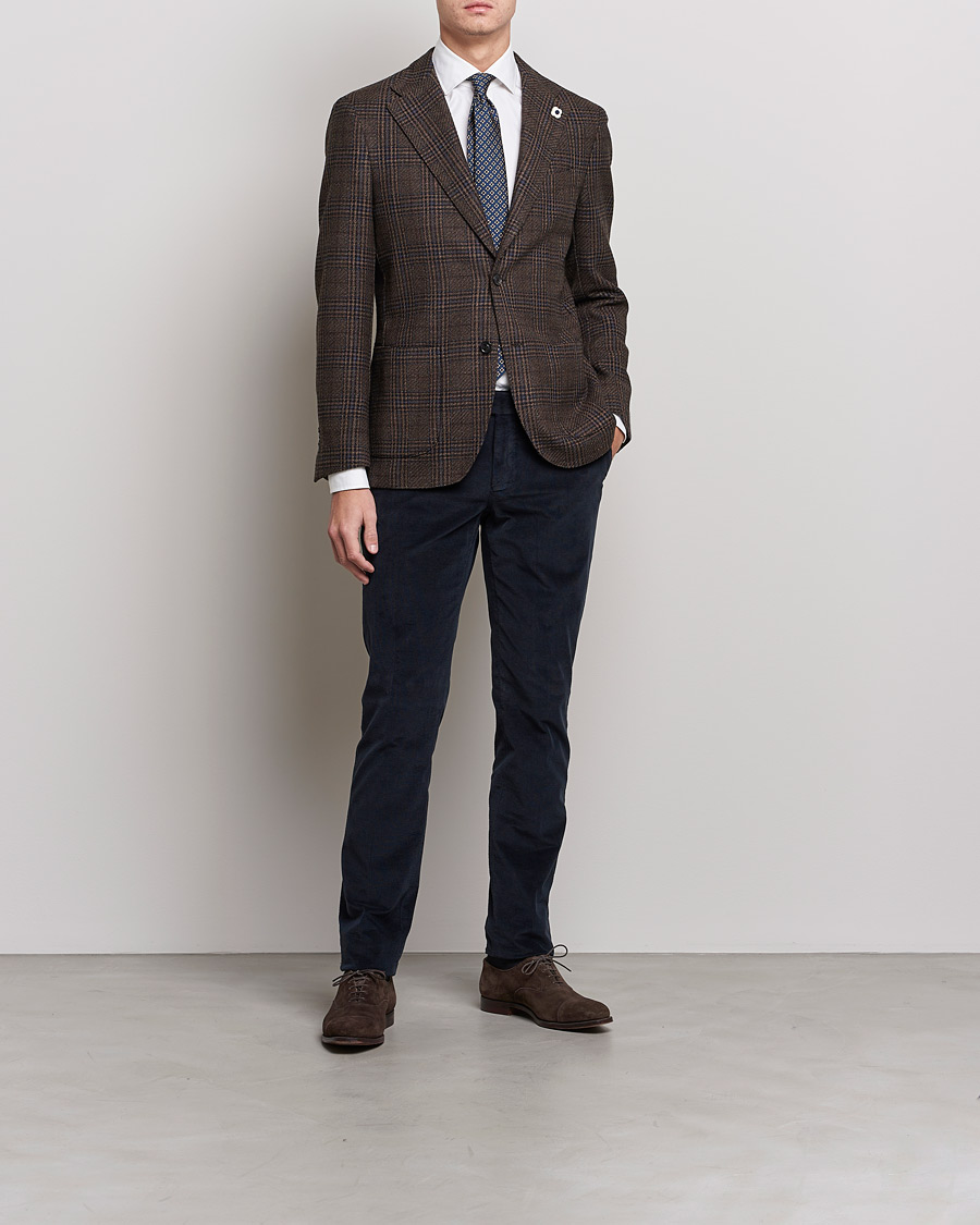 Herren | Sakkos | Lardini | Checked Patch Pocket Wool/Silk Blazer Brown