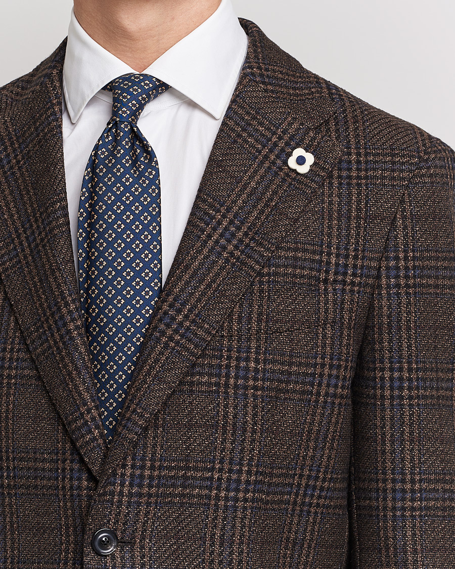 Herren | Sakkos | Lardini | Checked Patch Pocket Wool/Silk Blazer Brown