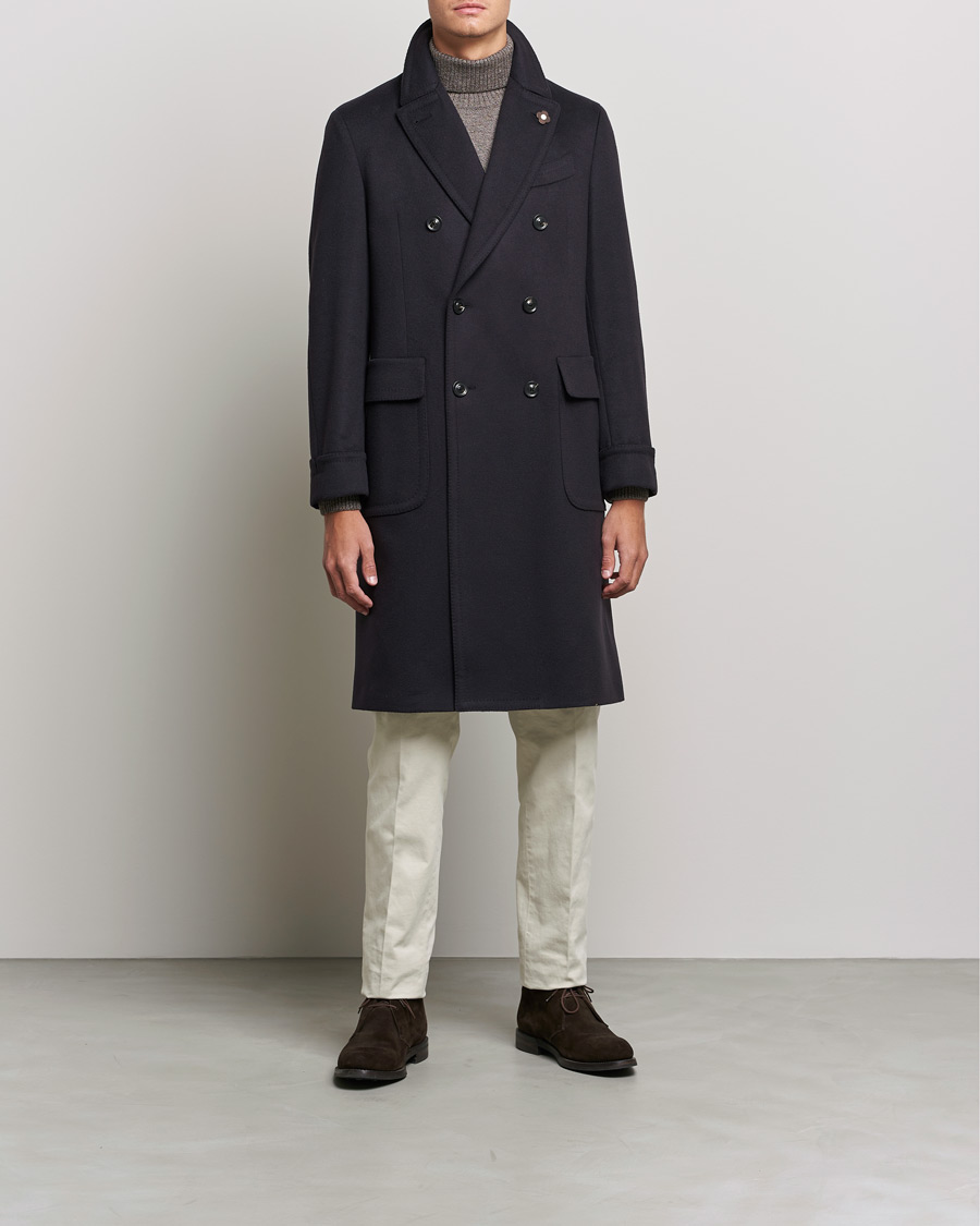 Herren | Jacken | Lardini | Ulster Double Breasted Wool Coat Navy