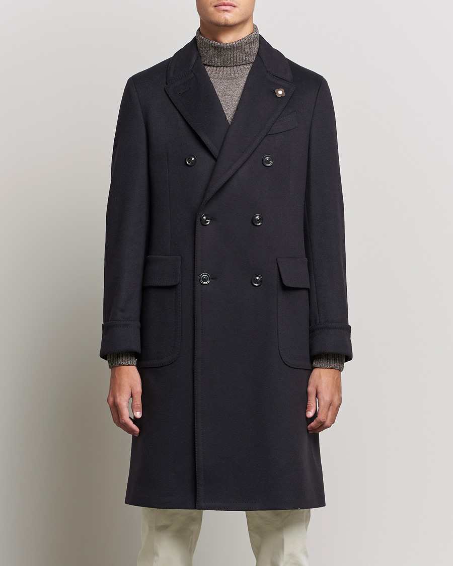 Herren | Jacken | Lardini | Ulster Double Breasted Wool Coat Navy
