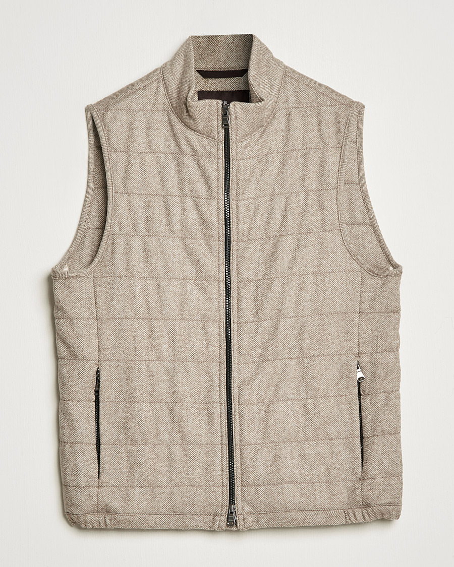 Herren | Jacken | Oscar Jacobson | Liner EVO Wool Herringbone Waistcoat Beige