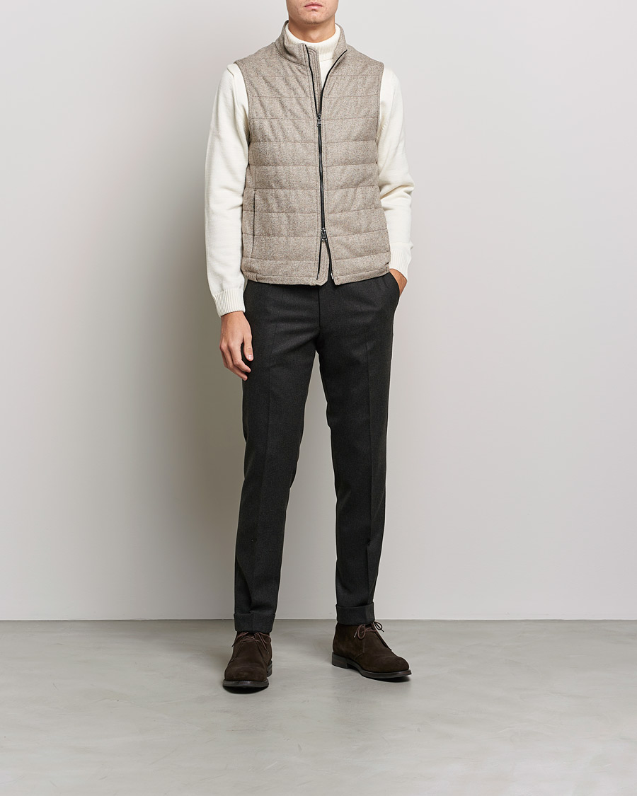 Herren | Jacken | Oscar Jacobson | Liner EVO Wool Herringbone Waistcoat Beige
