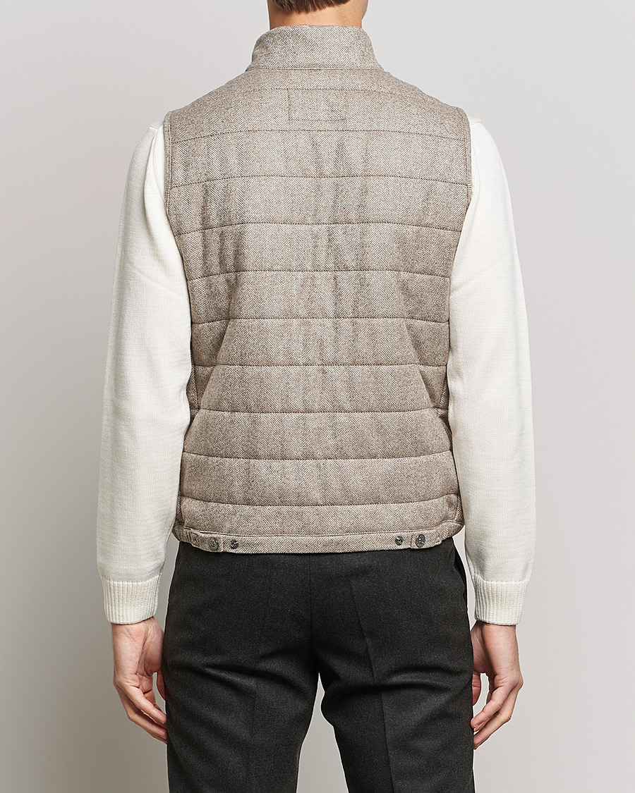 Herren | Jacken | Oscar Jacobson | Liner EVO Wool Herringbone Waistcoat Beige