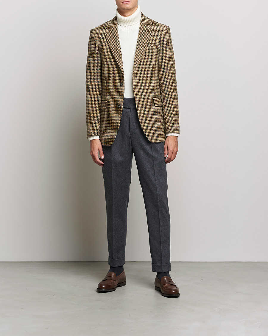 Herren | Sakkos | Oscar Jacobson | Freeman Moon Houndstooth Tweed Blazer Beige