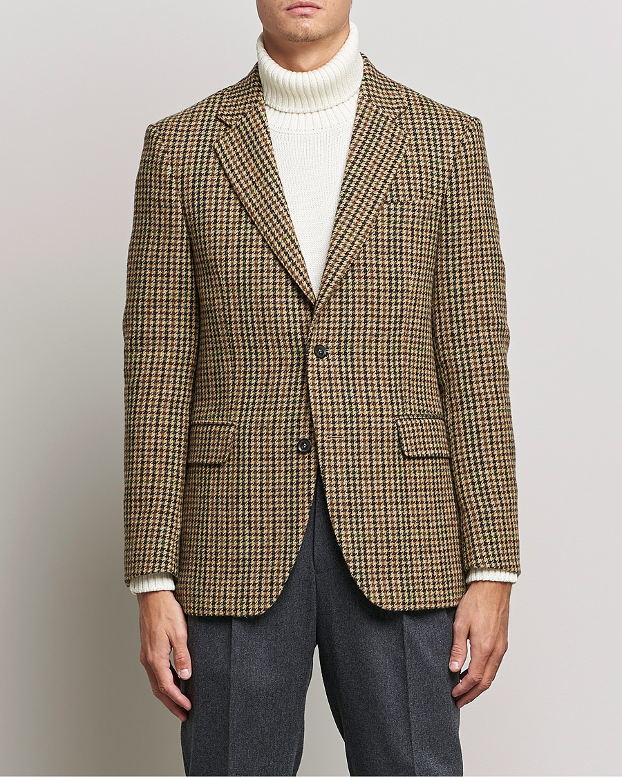 Herren | Sakkos | Oscar Jacobson | Freeman Moon Houndstooth Tweed Blazer Beige