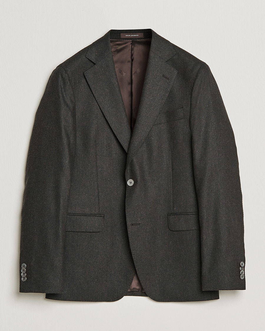 Herren | Sakkos | Oscar Jacobson | Ego Wool Flannel Blazer Brown Melange