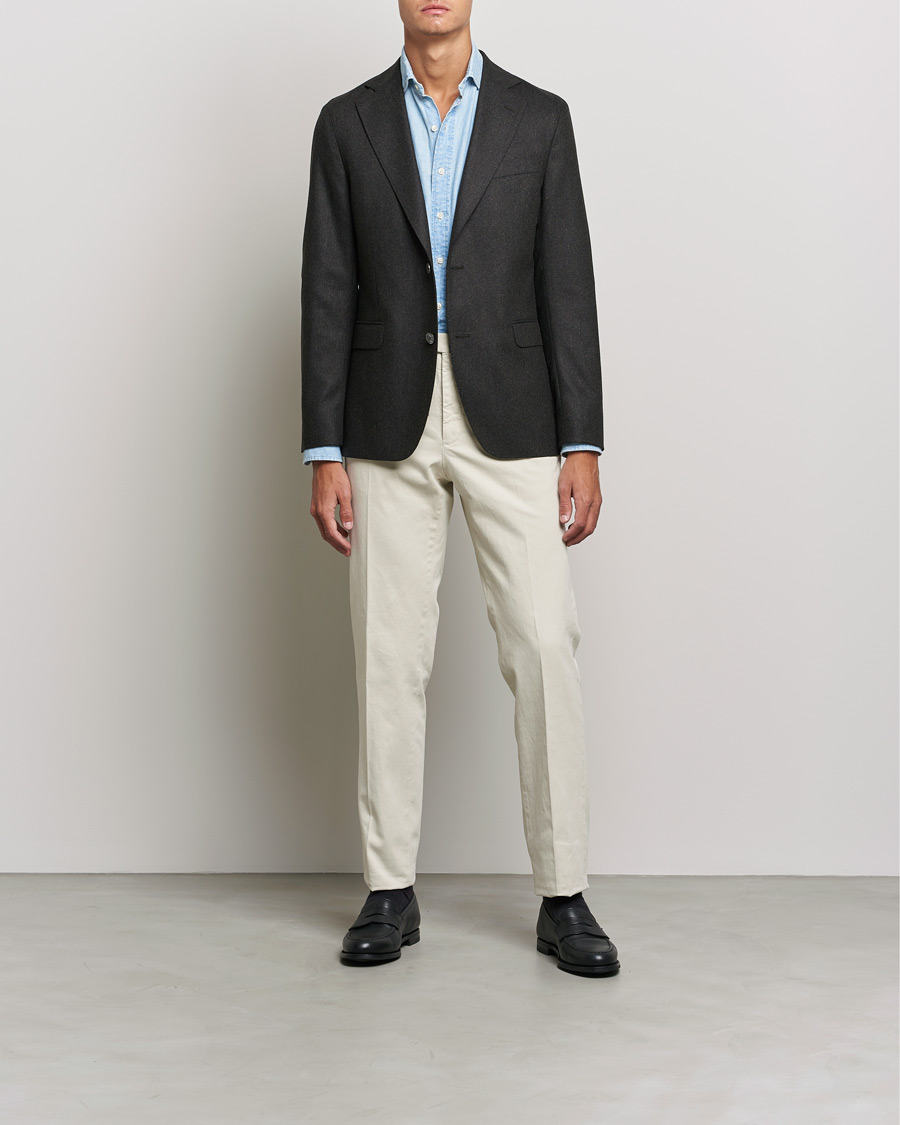 Herren | Sakkos | Oscar Jacobson | Ego Wool Flannel Blazer Brown Melange