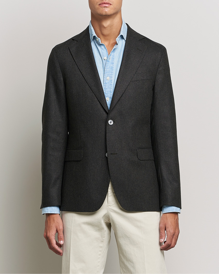 Herren | Sakkos | Oscar Jacobson | Ego Wool Flannel Blazer Brown Melange