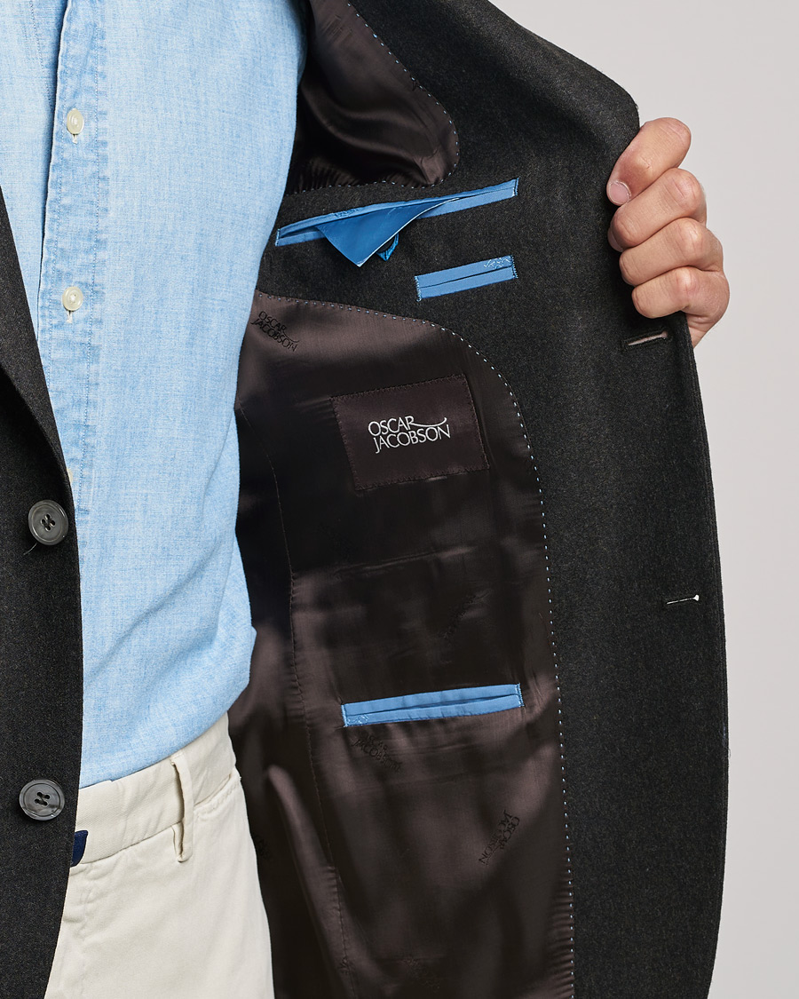 Herren | Sakkos | Oscar Jacobson | Ego Wool Flannel Blazer Brown Melange