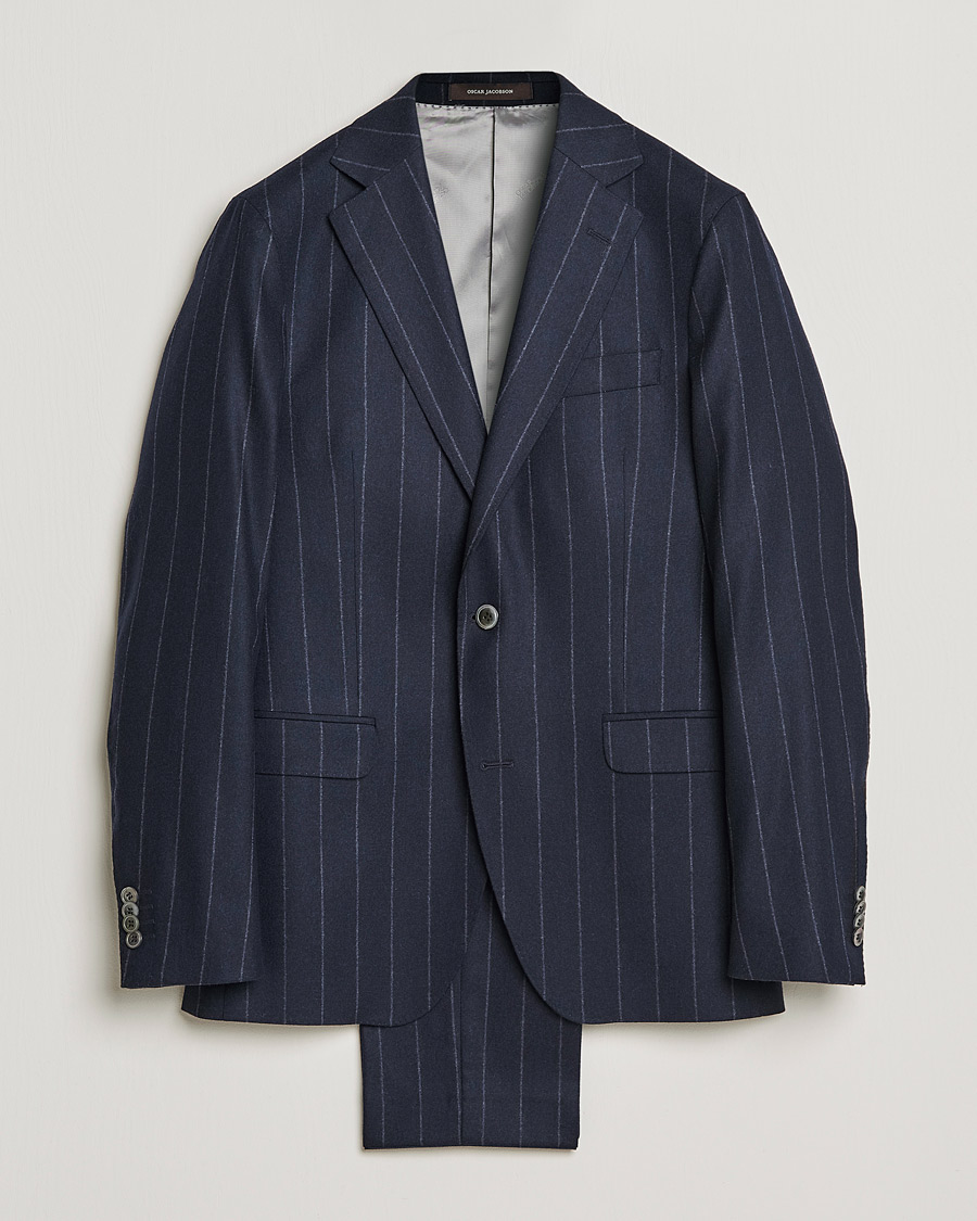 Herren | Anzüge | Oscar Jacobson | Ego Pinstripe Wool Flannel Suit Navy
