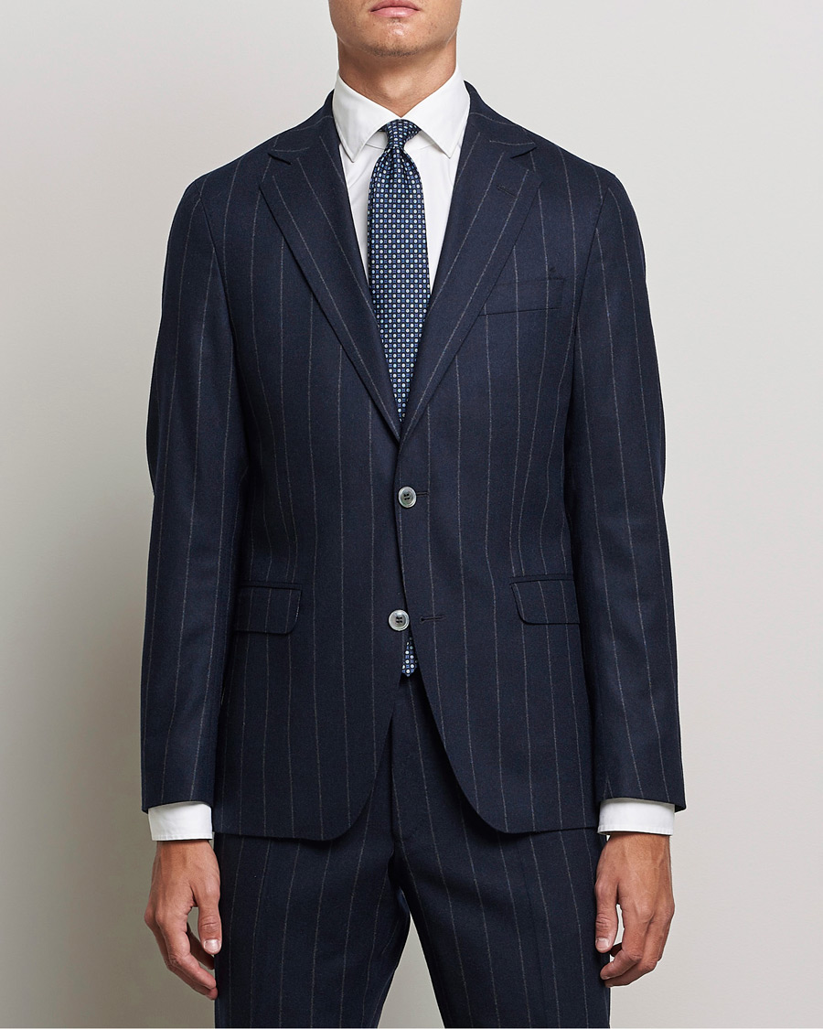 Herren | Anzüge | Oscar Jacobson | Ego Pinstripe Wool Flannel Suit Navy