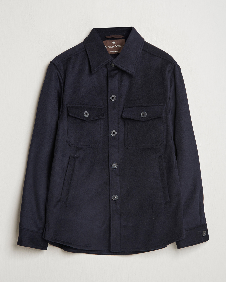 Herren | Hemden | Oscar Jacobson | Maverick Wool/Cashmere Shirt Jacket Navy