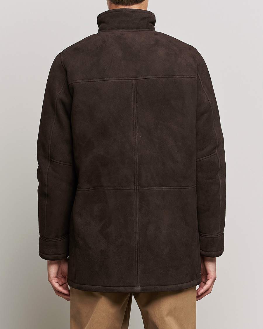 Herren | Jacken | Oscar Jacobson | Carling Sherling Suede Coat Dark Brown