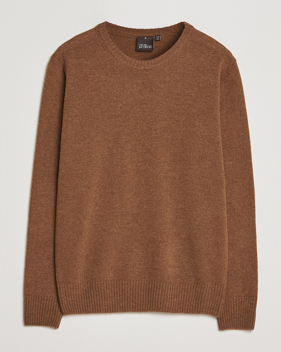Herren | Pullover | Oscar Jacobson | Emerson Patch Wool Roundneck Brown
