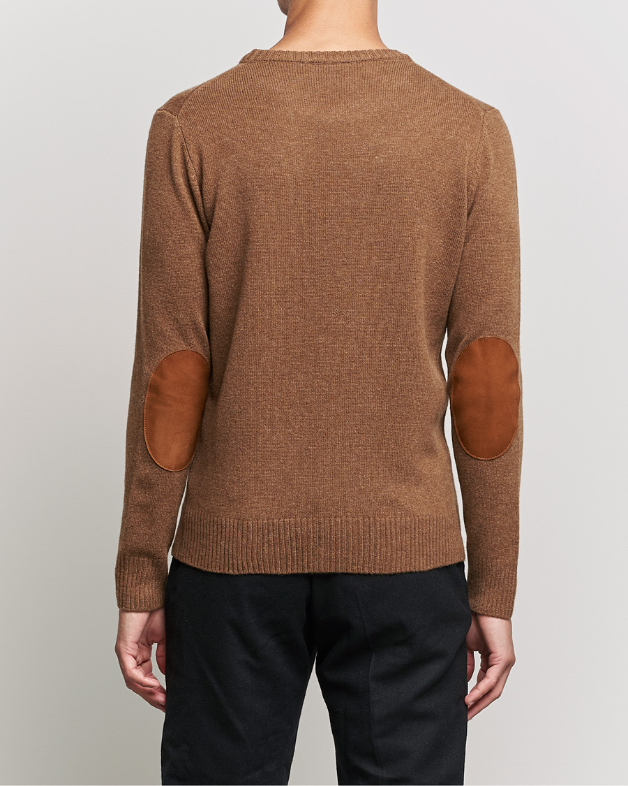 Herren | Pullover | Oscar Jacobson | Emerson Patch Wool Roundneck Brown