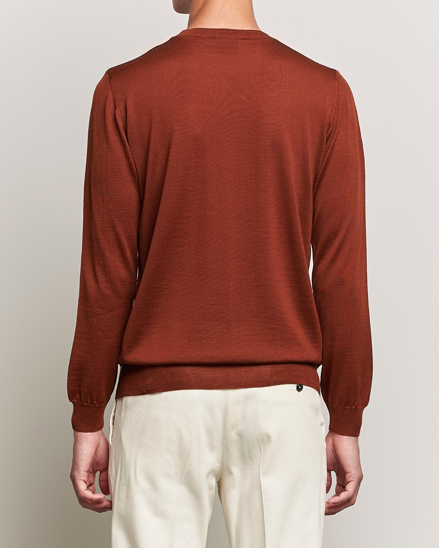 Herren | Pullover | Oscar Jacobson | Custer Extra Fine Merino Crew Neck Rust