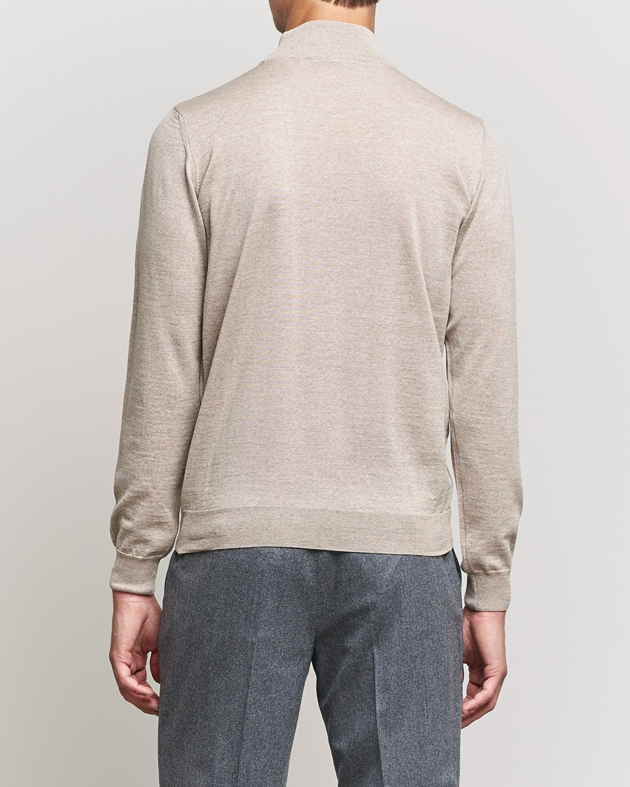 Herren | Pullover | Oscar Jacobson | Hilton Extrafine Merino Mock Neck Beige