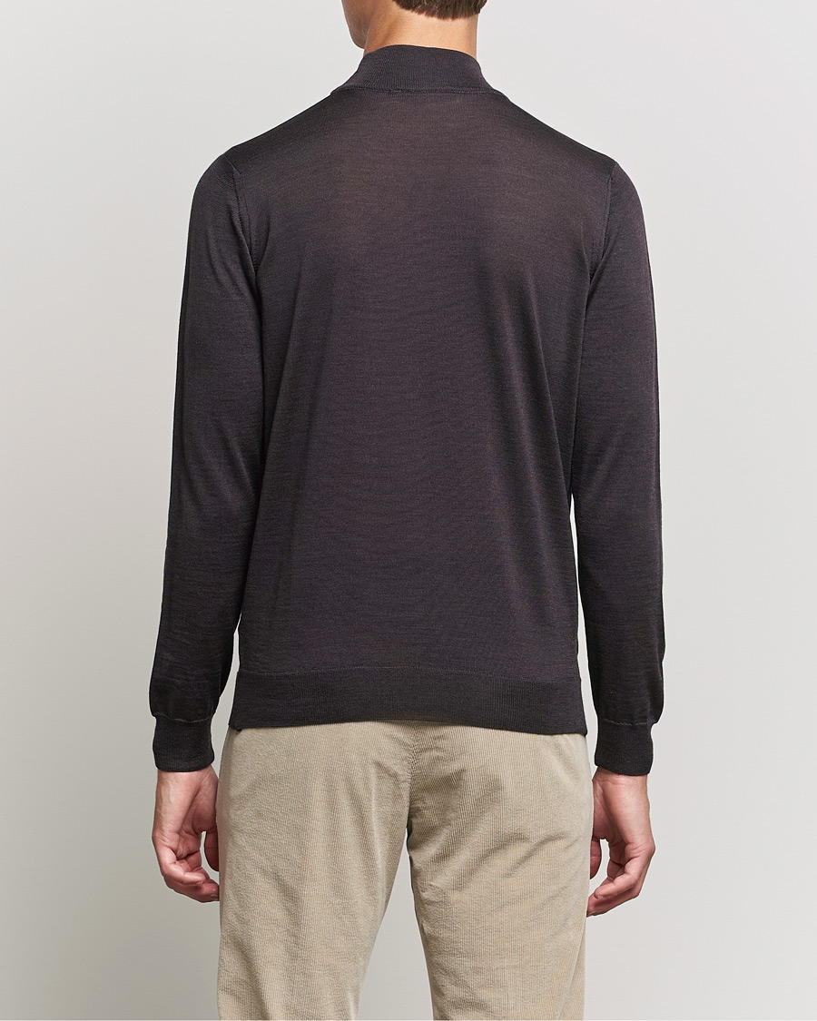 Herren | Pullover | Oscar Jacobson | Hilton Extrafine Merino Mock Neck Brown