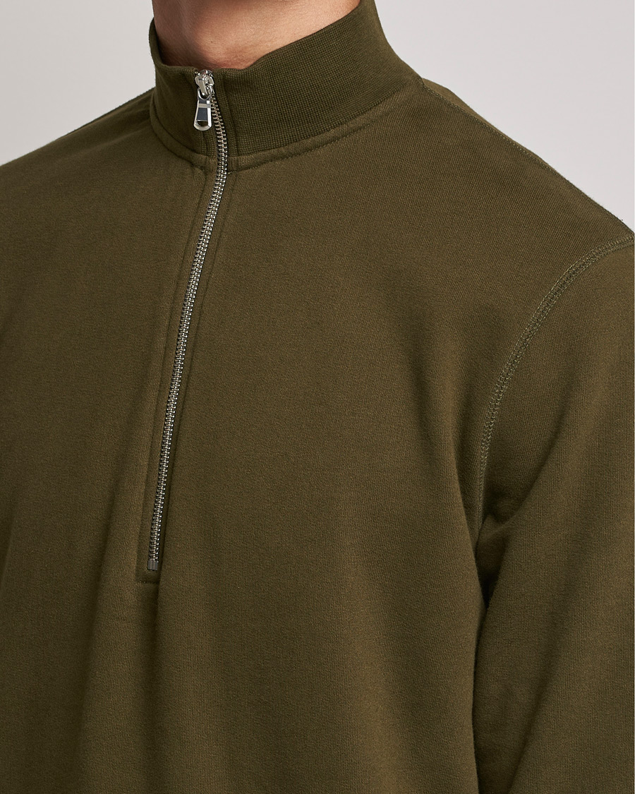 Herren | Pullover | Sunspel | Loopback Half Zip Sweatshirt Dark Moss