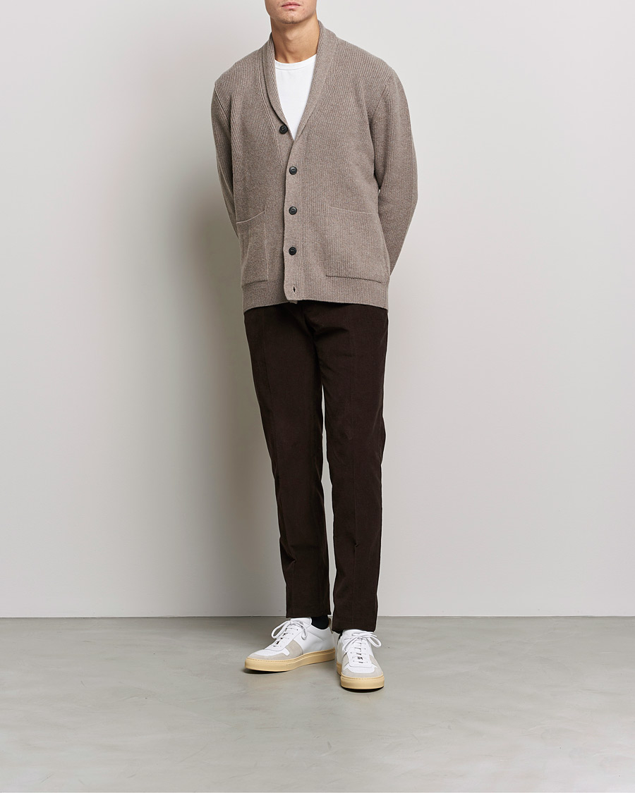 Herren | Pullover | Sunspel | Lambswool/Cashmere Shawl Cardigan  Oatmeal Melange