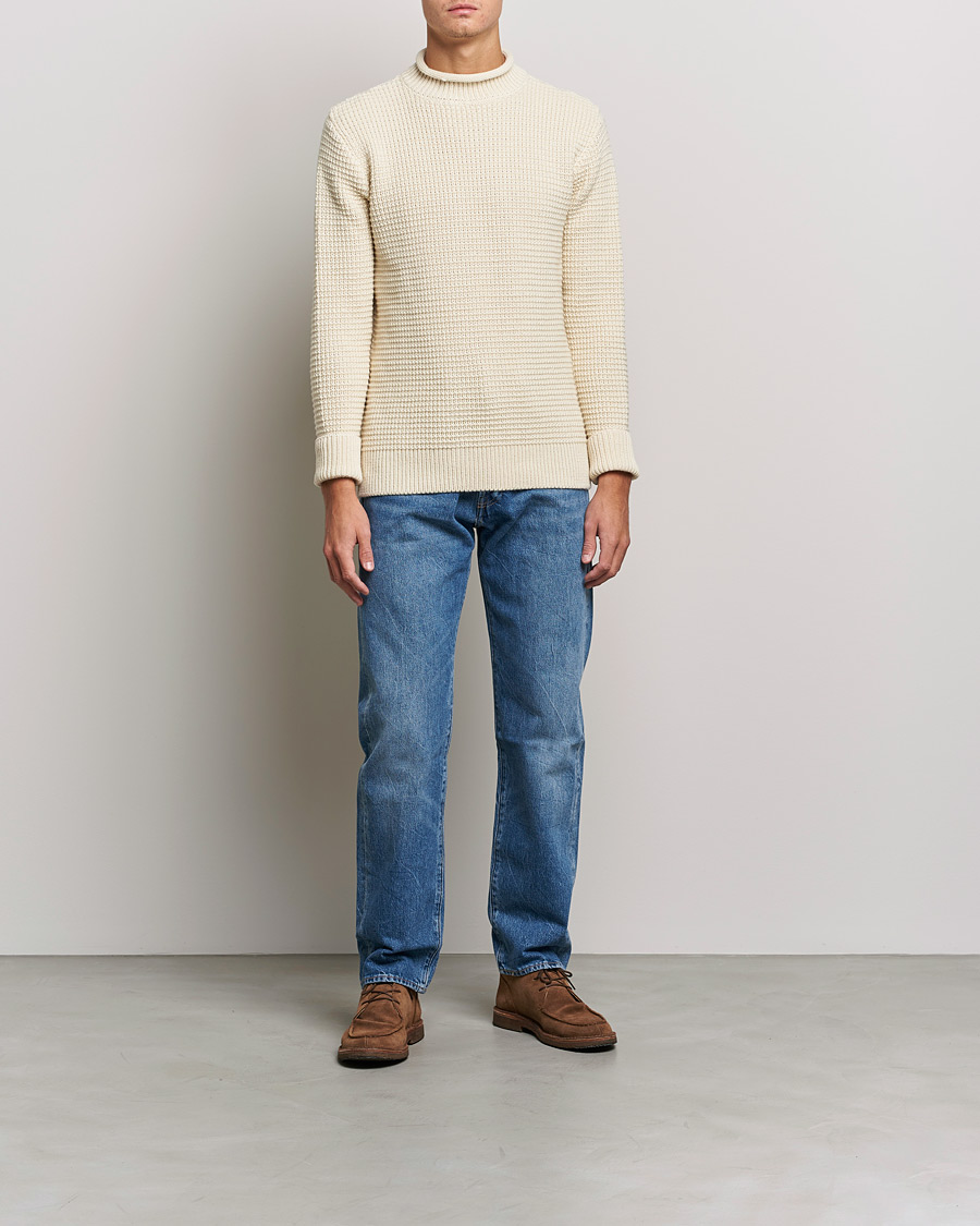 Herren | Pullover | Sunspel | Fisherman Jumper Ecru