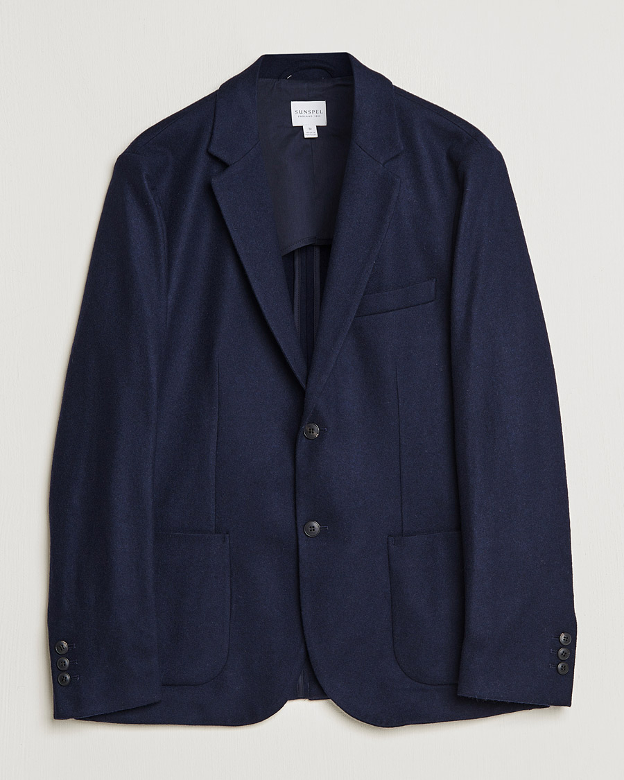 Herren | Sakkos | Sunspel | Boiled Wool Jersey Blazer Navy