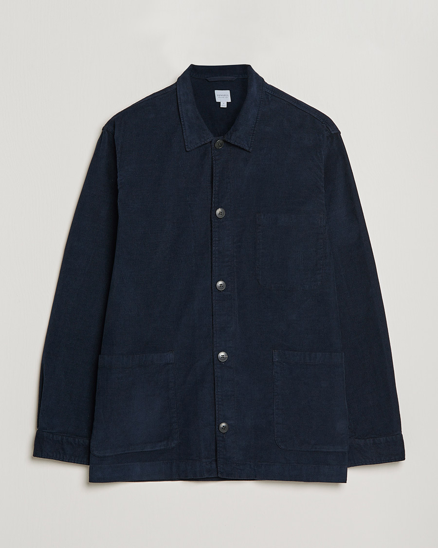 Herren | Hemden | Sunspel | Twin Pocket Cotton Corduroy Shirt Jacket Navy