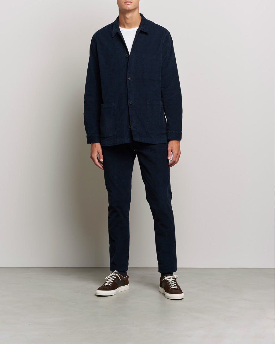 Herren | Hemden | Sunspel | Twin Pocket Cotton Corduroy Shirt Jacket Navy
