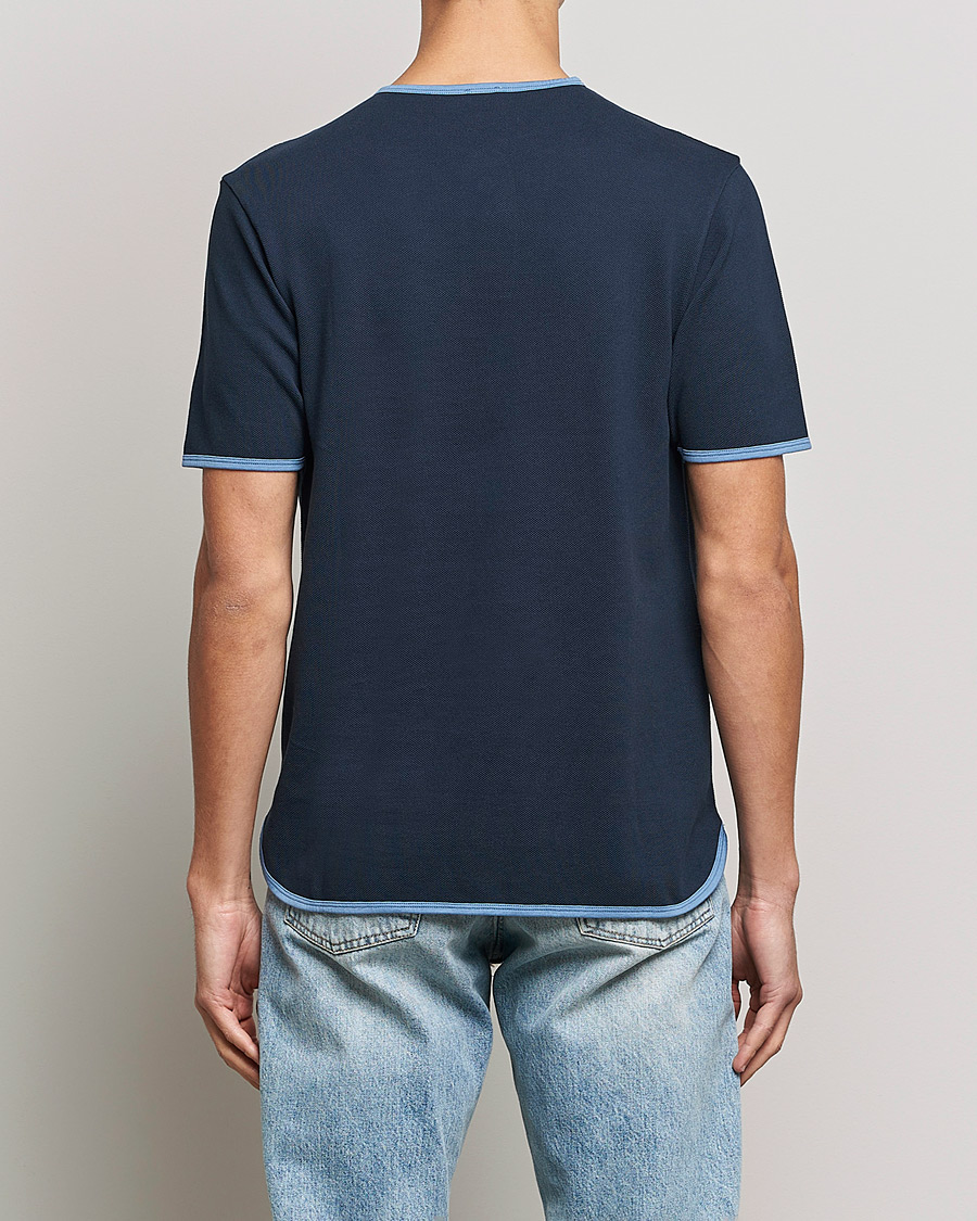Herren | T-Shirts | Sunspel | Paul Weller Heavy Cotton Pique Henley T-Shirt Navy