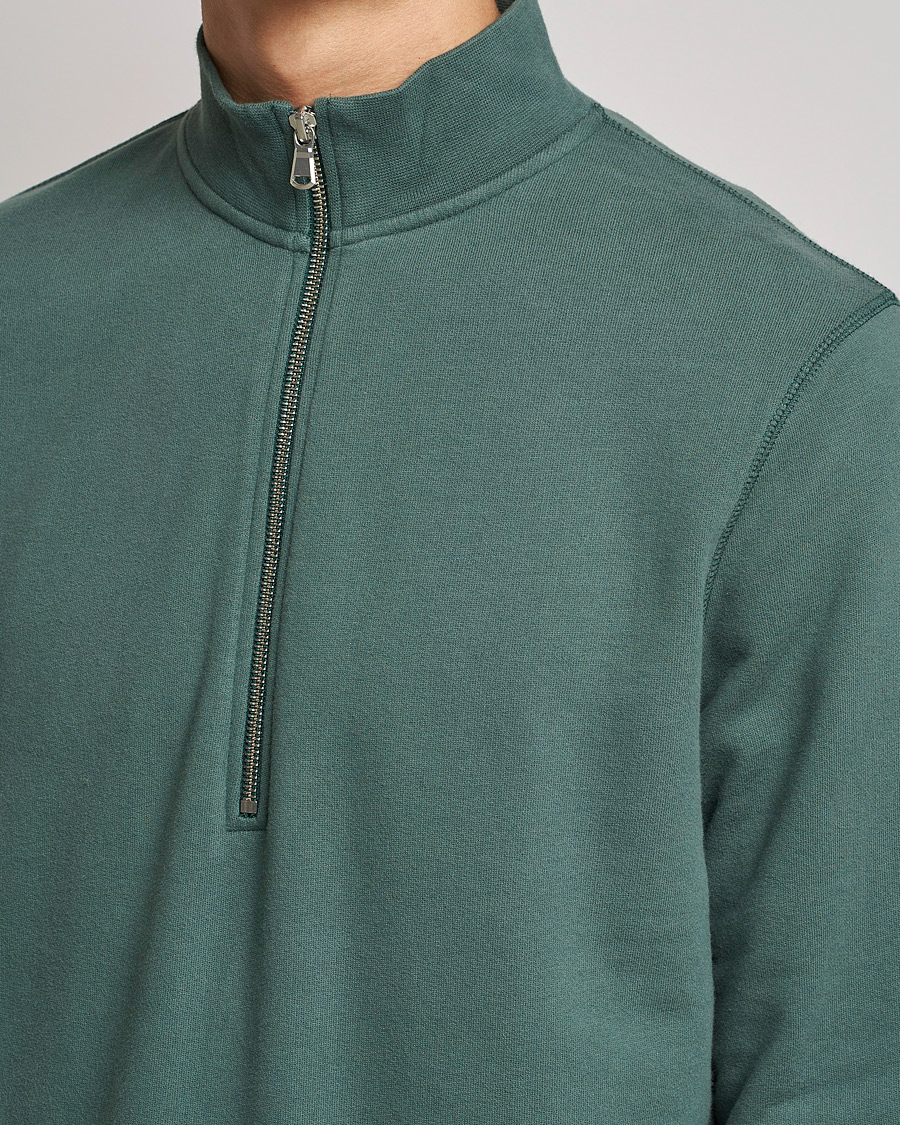 Herren | Pullover | Sunspel | Loopback Half Zip Sweatshirt Racing Green