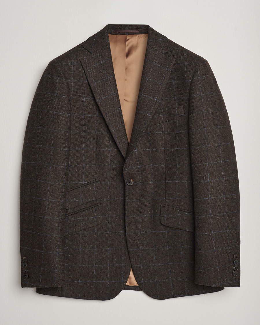 Herren | Sakkos | Walker Slater | Edward Lambswool Windowpane Blazer Dark Brown