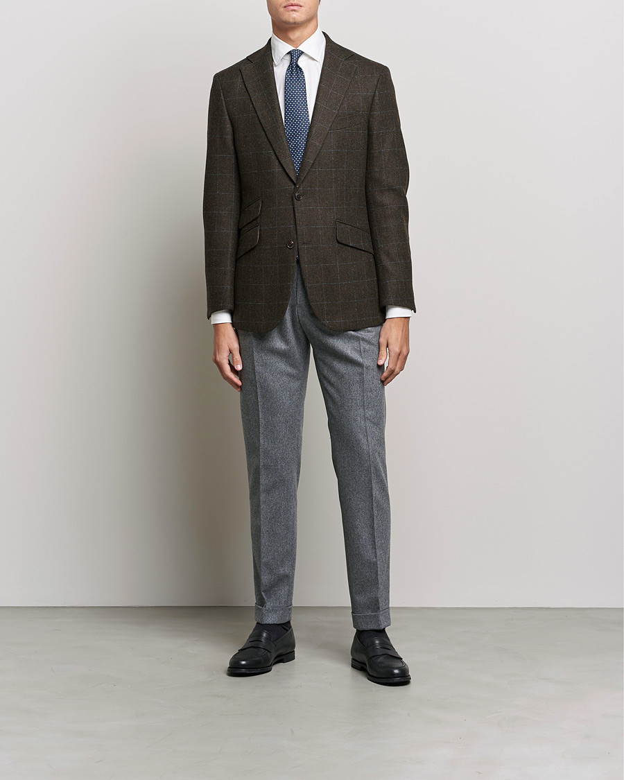 Herren | Sakkos | Walker Slater | Edward Lambswool Windowpane Blazer Dark Brown