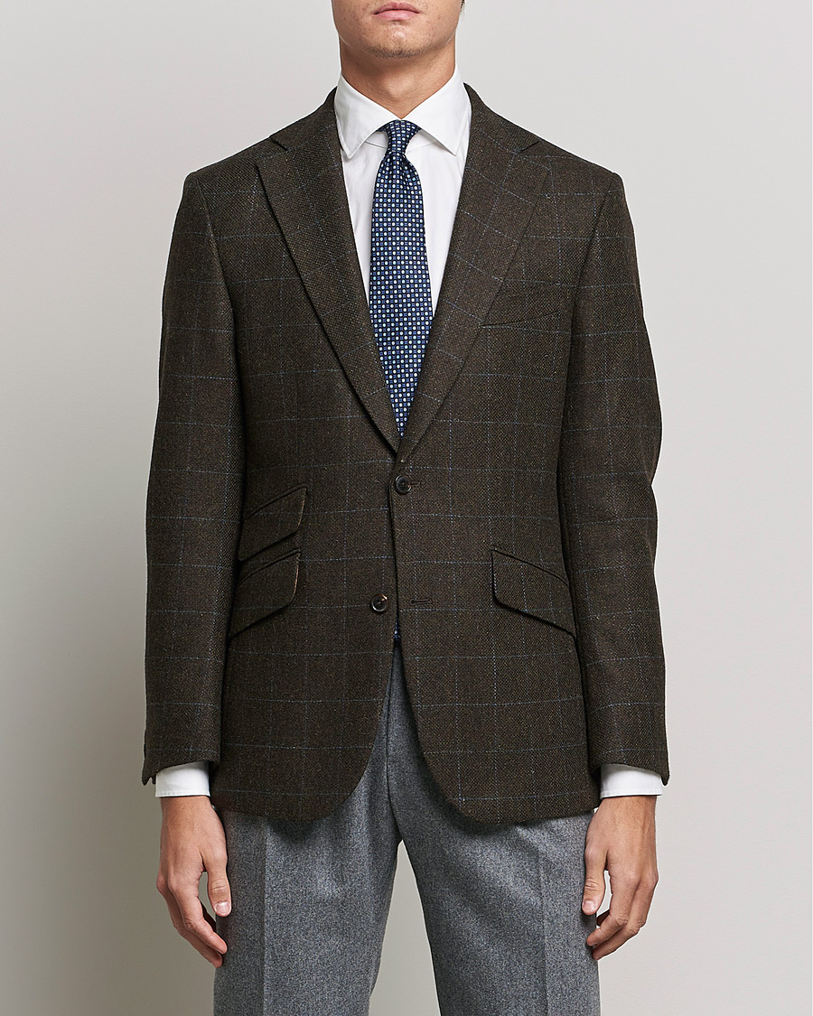 Herren | Sakkos | Walker Slater | Edward Lambswool Windowpane Blazer Dark Brown
