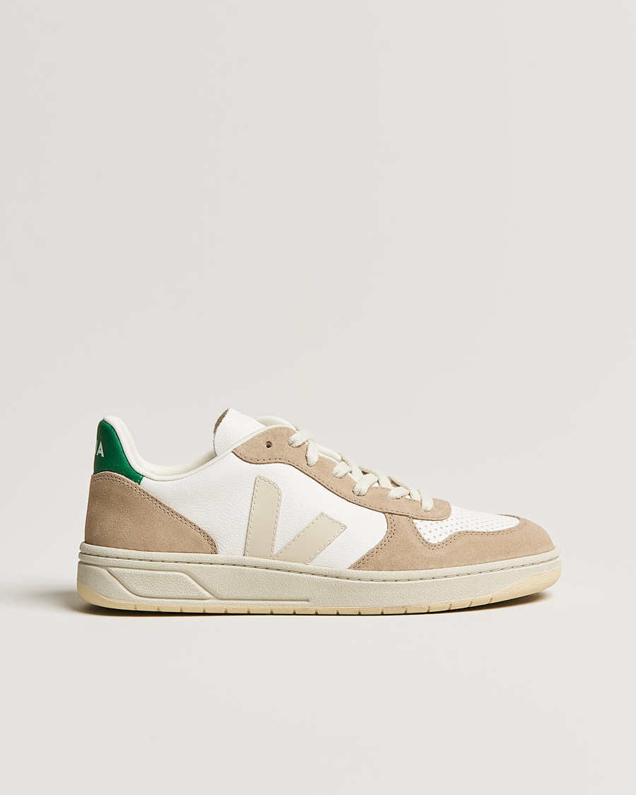 Herren | Veja V-10 Leather Sneaker Extra White Sahara Emeraude | Veja | V-10 Leather Sneaker Extra White Sahara Emeraude