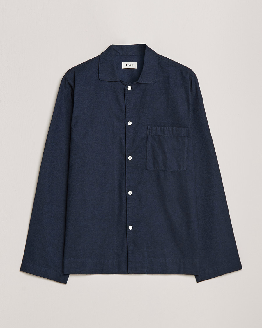 Herren | Schlafanzüge & Bademäntel | Tekla | Flannel Pyjama Shirt Midnight Blue