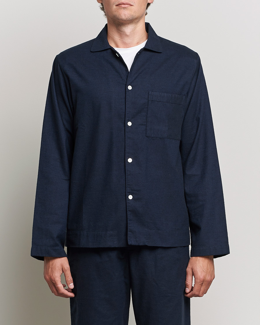 Herren | Schlafanzüge & Bademäntel | Tekla | Flannel Pyjama Shirt Midnight Blue