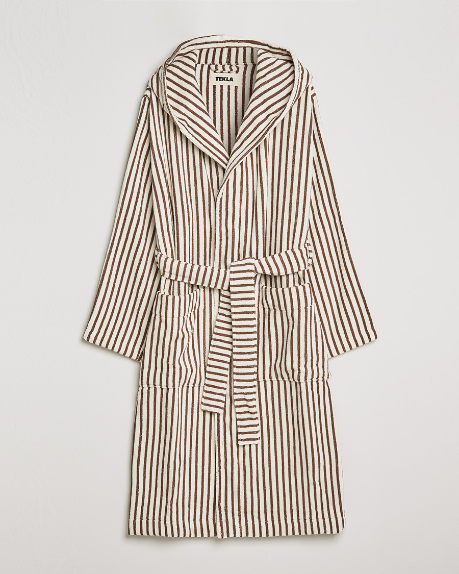 Herren | Schlafanzüge & Bademäntel | Tekla | Organic Terry Hooded Bathrobe Kodiak Stripes