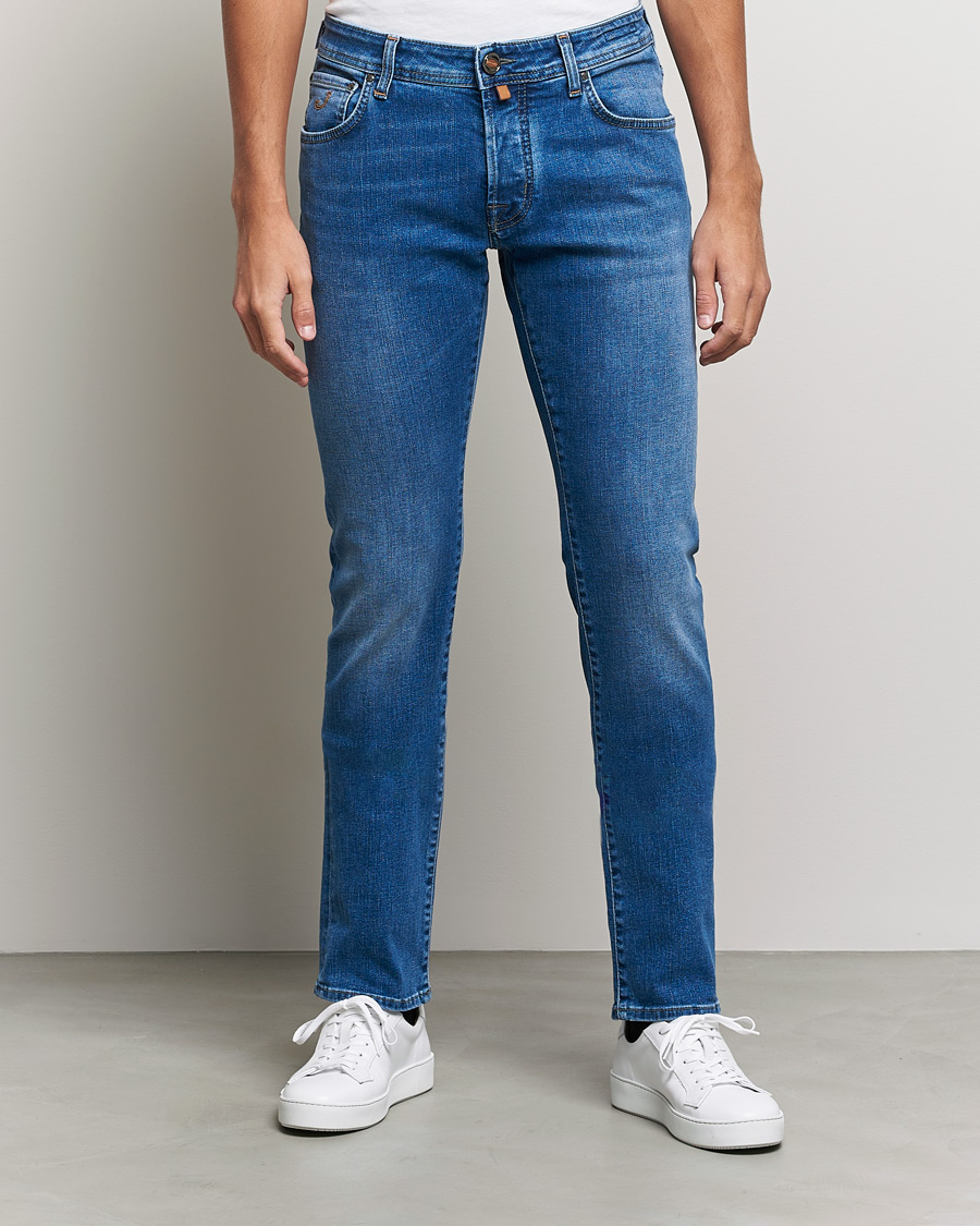 Herren | Jeans | Jacob Cohën | Nick Slim Fit Stretch Jeans Light Blue