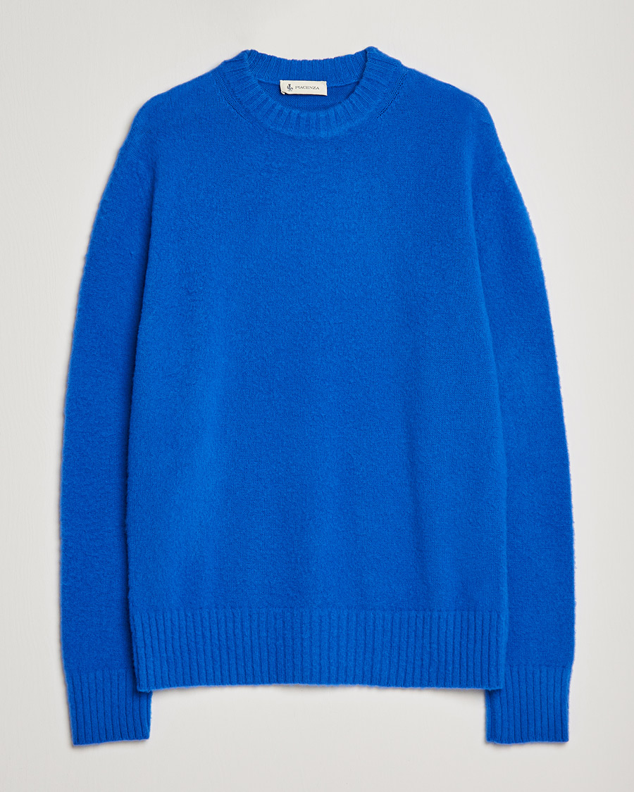 Herren | Pullover | Piacenza Cashmere | Brushed Wool Crew Neck Royal Blue