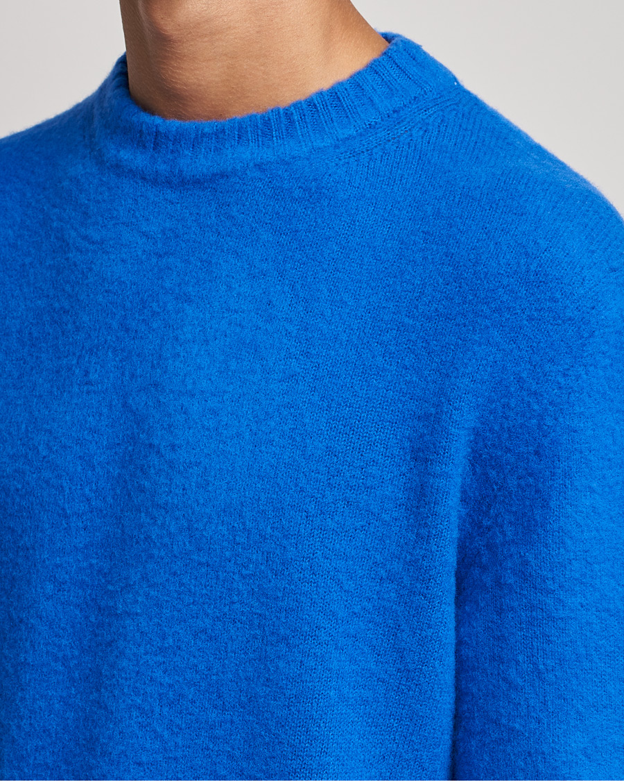 Herren | Pullover | Piacenza Cashmere | Brushed Wool Crew Neck Royal Blue