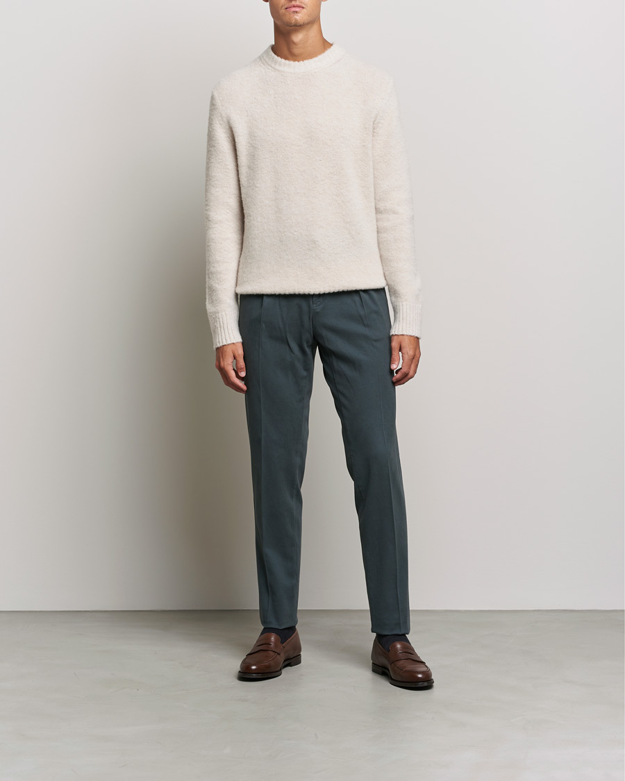 Herren | Pullover | Piacenza Cashmere | Brushed Wool Crew Neck Beige